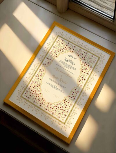 Custom Nikah Certificate Frame Medieval Design - wedding shading