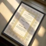 Modest Nikkah Certificate Design with Imported Frame - black