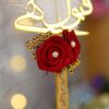 Gold & Red Nikkah Pen with White Feather & Qabool Hai Cutout