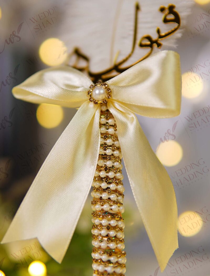 Handmade White & Gold Nikkah Pen with Qabool Hai Tag