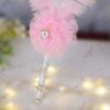 Pink Feather Nikkah Pen with Lace & Floral Accent (2)
