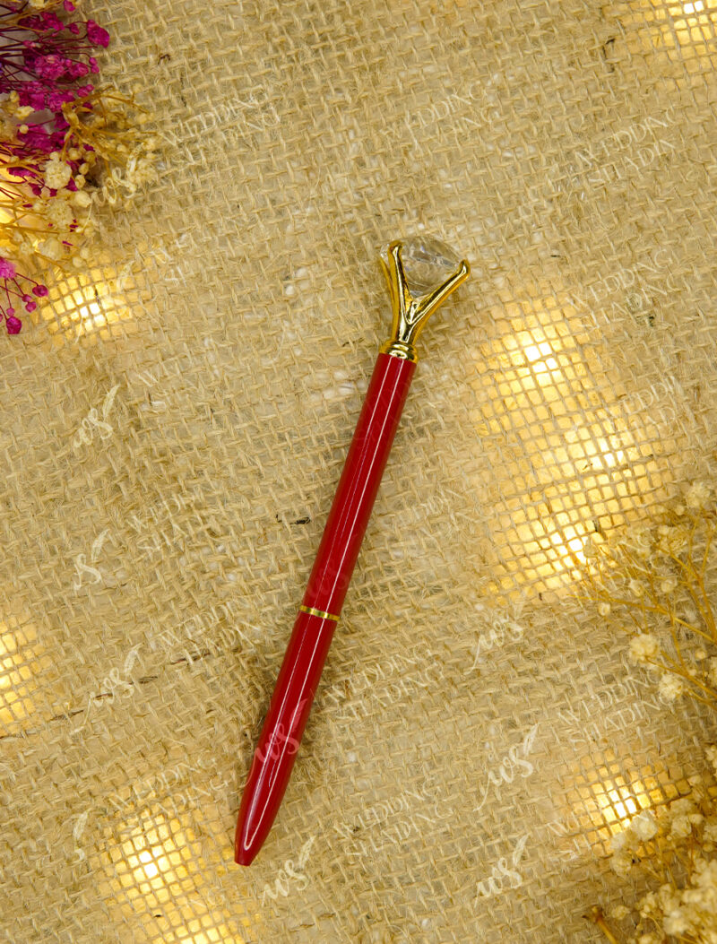 Burgundy Diamond Crown Nikkah Pen by Wedding Shading