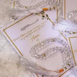Islamic wedding gift cards featuring crystal prayer beads