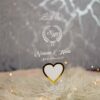 Clear dome-shaped acrylic thumb plate for Nikah with Bismillah calligraphy and gold heart - front view