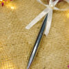 Elegant Silver Metallic Nikkah Pen with Ribbon by Wedding Shading