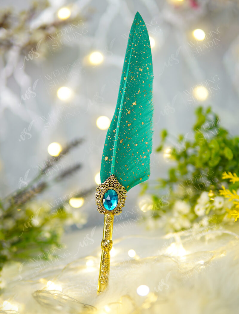 Emerald Green Gold Specks Vintage Nikkah Pen by Wedding Shading