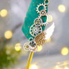 Beautiful interlocking golden steampunk gears alongside an intricate wing