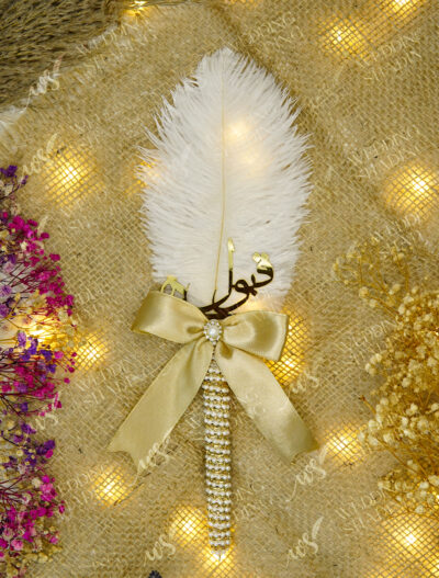Gold Bow Pearl Wrapped Nikkah Pen by Wedding Shading
