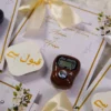 Custom wedding favour cards with beautiful ribbon bows