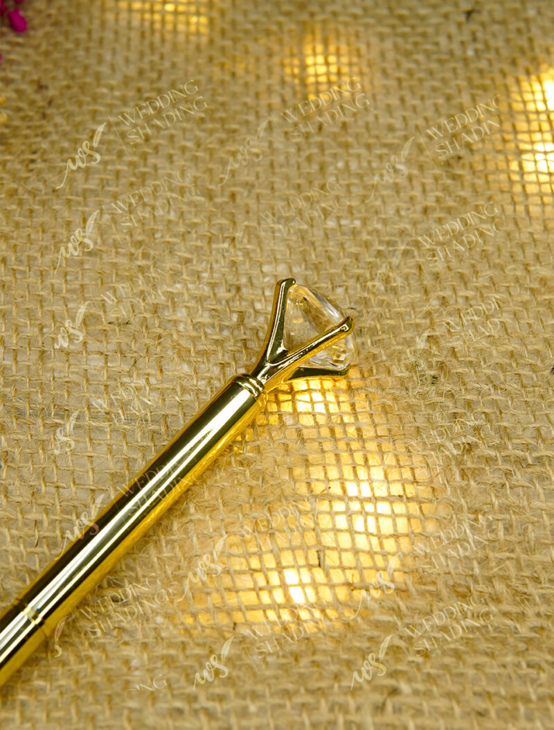 Golden Diamond Crown Nikkah Pen by Wedding Shading