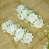 Pair of white rose handcrafted floral gajray with white delicate accents on white satin ribbon