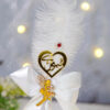 White satin ribbon handle detailed with bright red rhinestones