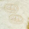 Pair of pointed oval white velvet Imam Zamin with gold MashaAllah calligraphy and thick sparkling stonework border