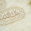 Heavy Embellished White Velvet Imam Zamin with Gold Rhinestones