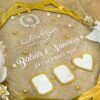 Close-up of personalized names and date on acrylic thumb plate