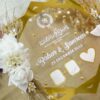 Side angle of hexagonal acrylic thumb plate showing 3D gold border