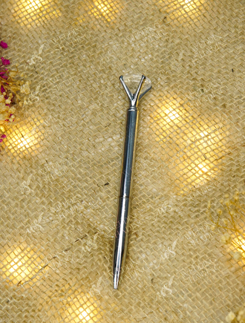 Minimalist Silver Metallic Nikkah Pen by Wedding Shading