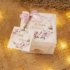 Close-up of minimalist white sweet box design