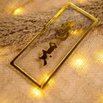 Modern clear acrylic Haq Mehar cash holder with gold text