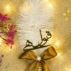 Close-up of the elegant pearl encrusted handle and satin bow
