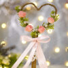 Pink Floral Heart Nikkah Pen with Satin Bow by Wedding Shading