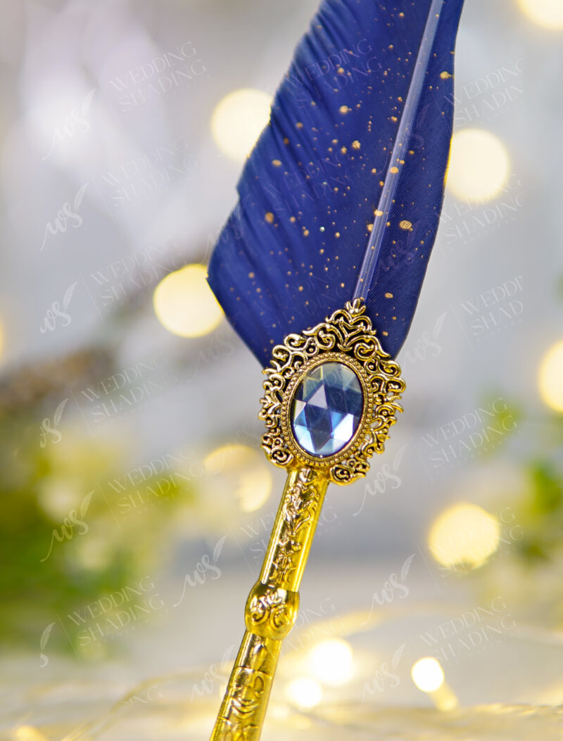 Stunning clear blue gem inside ornate vintage steampunk gold gears