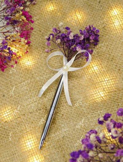 Silver Pen with Purple Floral Bouquet by Wedding Shading