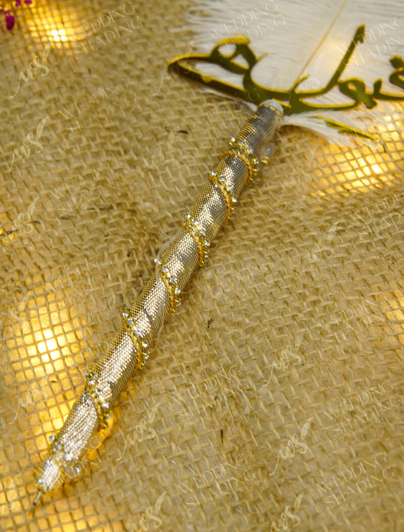 Silver Sparkle Qubool Hai Feather Nikkah Pen by Wedding Shading