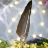 Vintage Gold Specks Brown Feather Pen by Wedding Shading