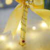 White feather nikkah pen with golden crystal star handle full view