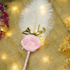 White Feather Nikkah Pen with Pink Satin Rose by Wedding Shading