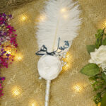 Beautifully hand-folded large white satin ribbon rose centerpiece