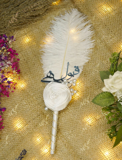 Beautifully hand-folded large white satin ribbon rose centerpiece