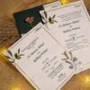 Green envelope multi-event wedding card set with olive branch design
