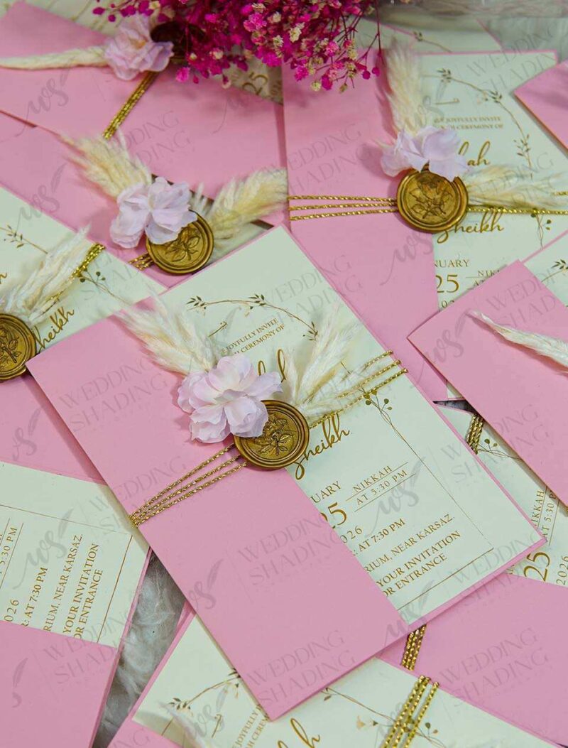 Inside of custom Nikkah card showing venue and timing details